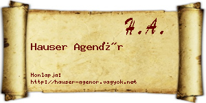 Hauser Agenór névjegykártya
